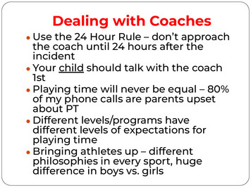 Dealing with Coaches